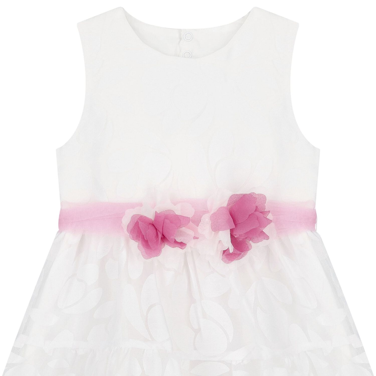Girls White Organza Floral Dress, 1, hi-res image number null