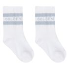 طقم أحذية ما قبل المشي من الجلد باللون العاجي والأزرق, 1, hi-res