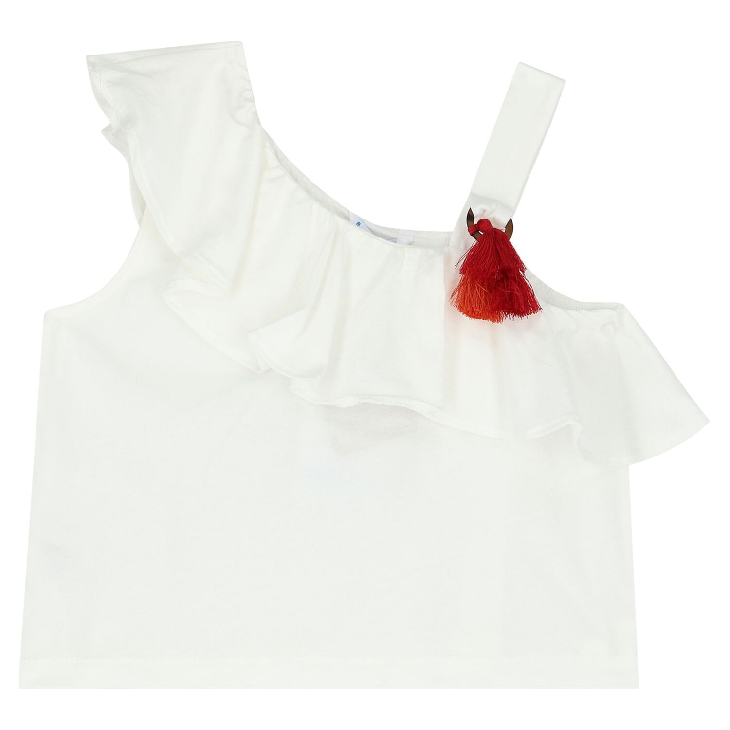 Girls White & Orange Shorts Set, 1, hi-res