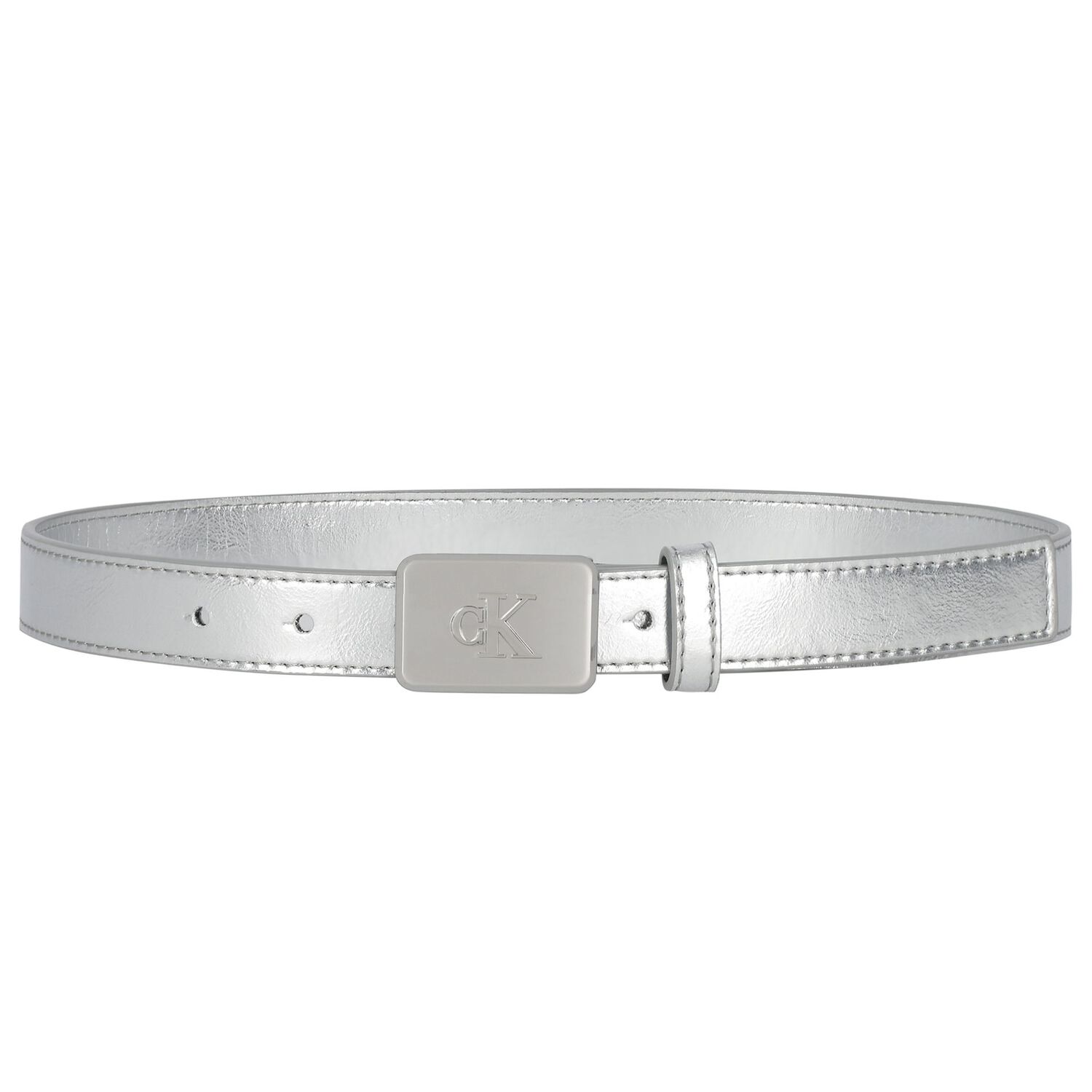 Girls Silver Leather Belt, 1, hi-res