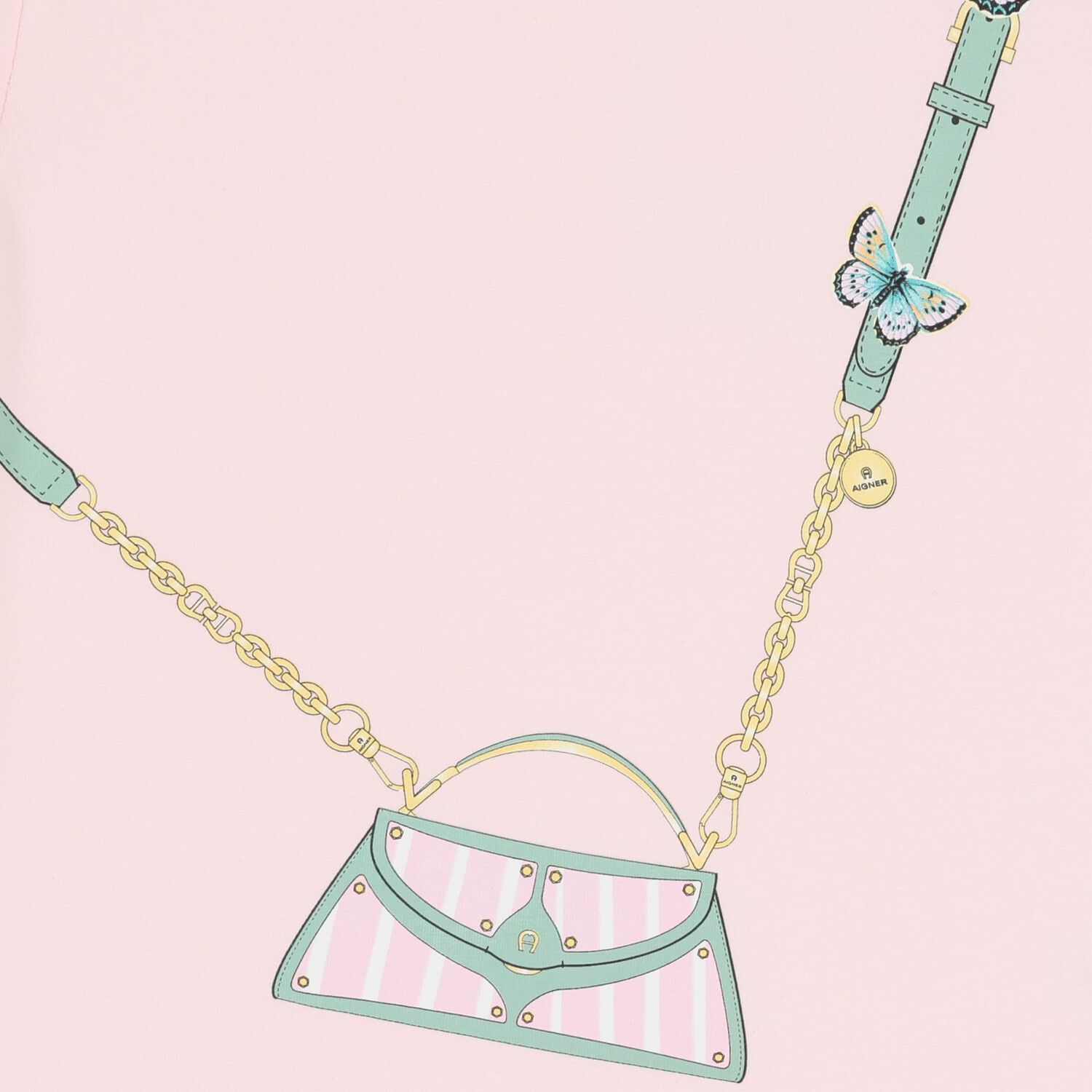 تيشيرت بنات بالشعار بشكل حقيبه باللون الوردى , 2, hi-res