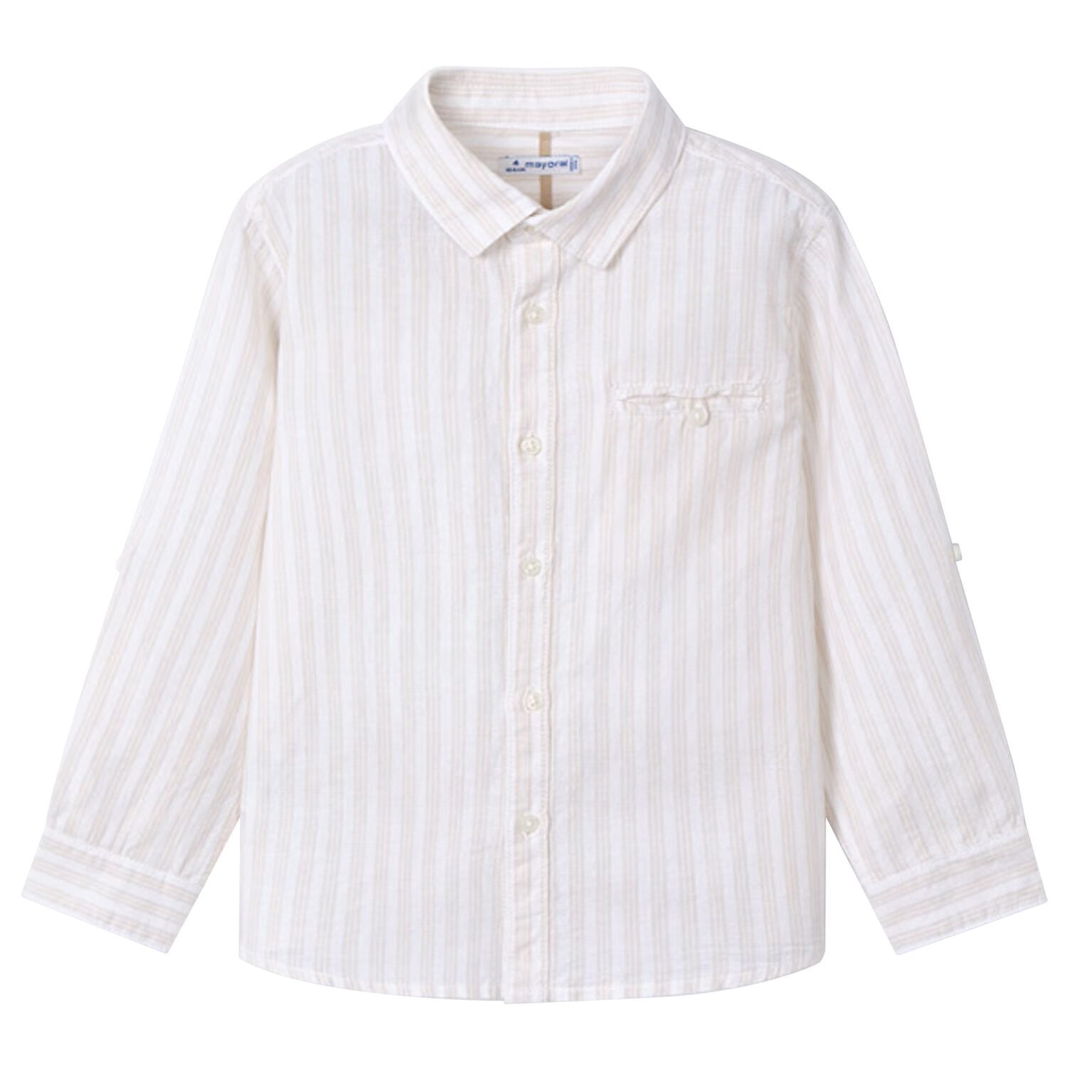 Boys Beige Stripe Shirt, 1, hi-res image number null