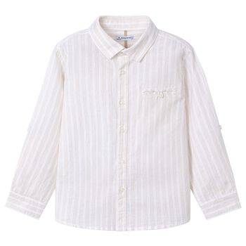 Mayoral Boys Beige Stripe Shirt, 1 Boys Beige Stripe Shirt