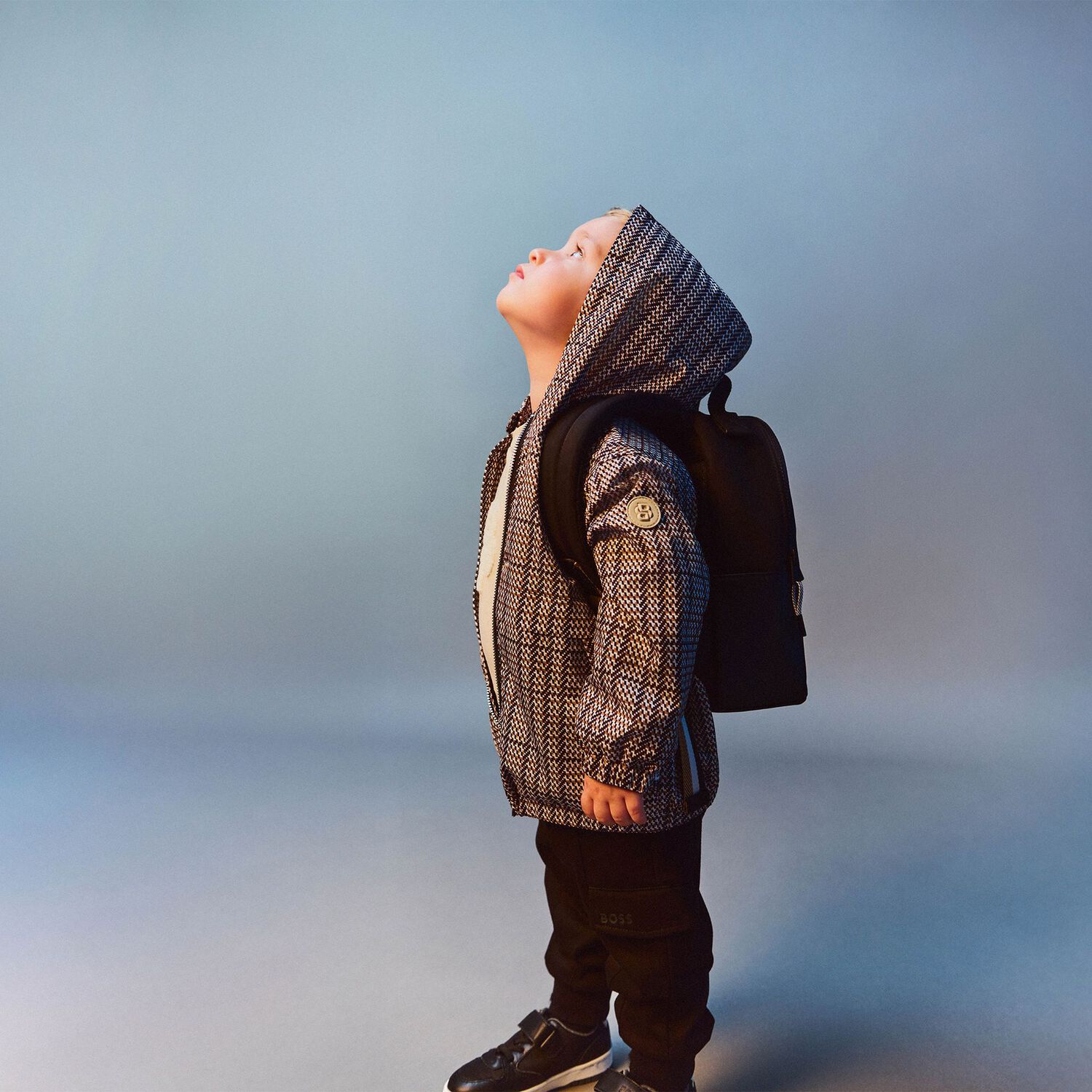 Black Faux Leather Backpack, 1, hi-res