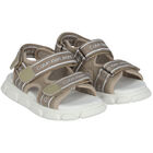 Beige & White Logo Sandals, 2, hi-res