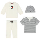 طقم هدية بالشعار باللون العاجى والابيض والكحلى (4 قطع), 1, hi-res