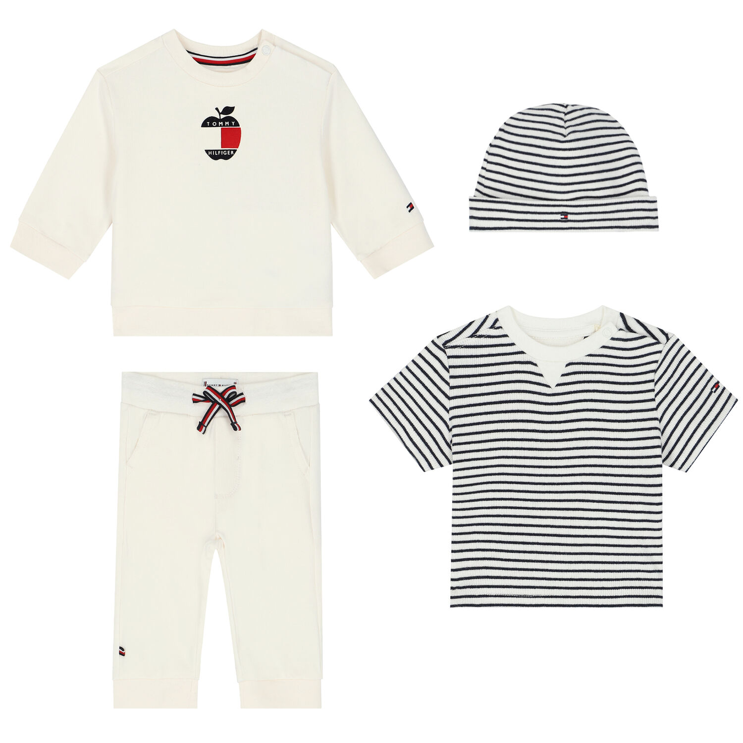 طقم هدية بالشعار باللون العاجى والابيض والكحلى (4 قطع), 1, hi-res