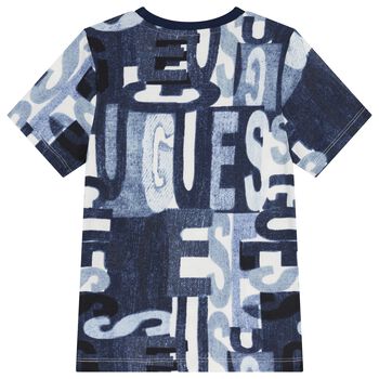 تيشيرت اولاد بالشعار باللون الازرق