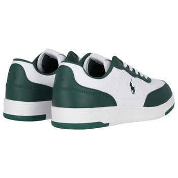 Boys White & Green Logo Trainers