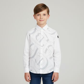 Boys White Logo Shirt, 1 Boys White Logo Shirt