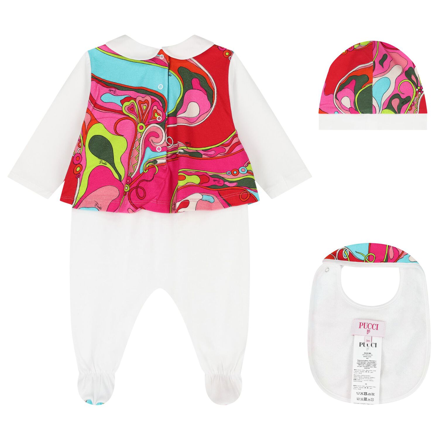 Baby Girls White & Pink Orchidee Babygrow Gift Set, 1, hi-res