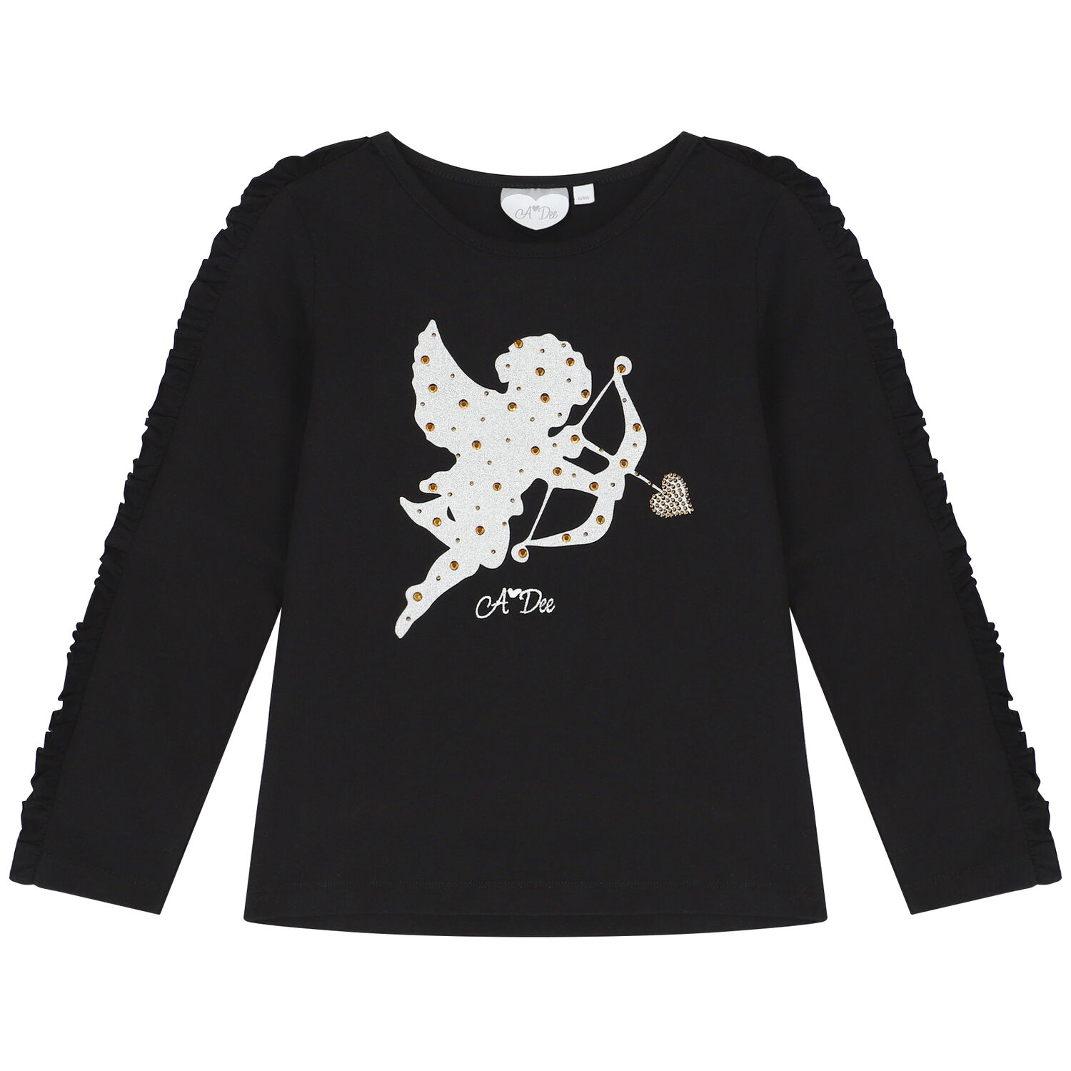 توب باللون الاسود للبنات, 1, hi-res