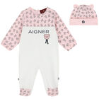 Pink & White Logo Babygrow Set, 3, hi-res