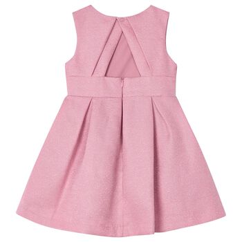 Girls Pink Satin Flower Dress