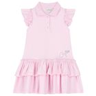 Girls Pink Cotton Frill Tennis Dress, 1, hi-res