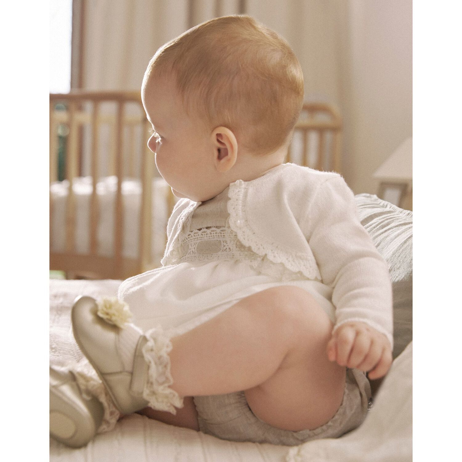 كارديجان بنات محبوك باللون العاجى, 1, hi-res