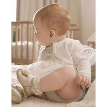 كارديجان بنات محبوك باللون العاجى