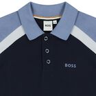 Boys Navy Blue Logo Polo Shirt, 1, hi-res