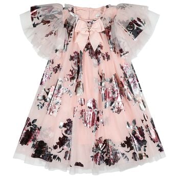 فستان دارسي الزهري للبنات من التول باللون الوردي
