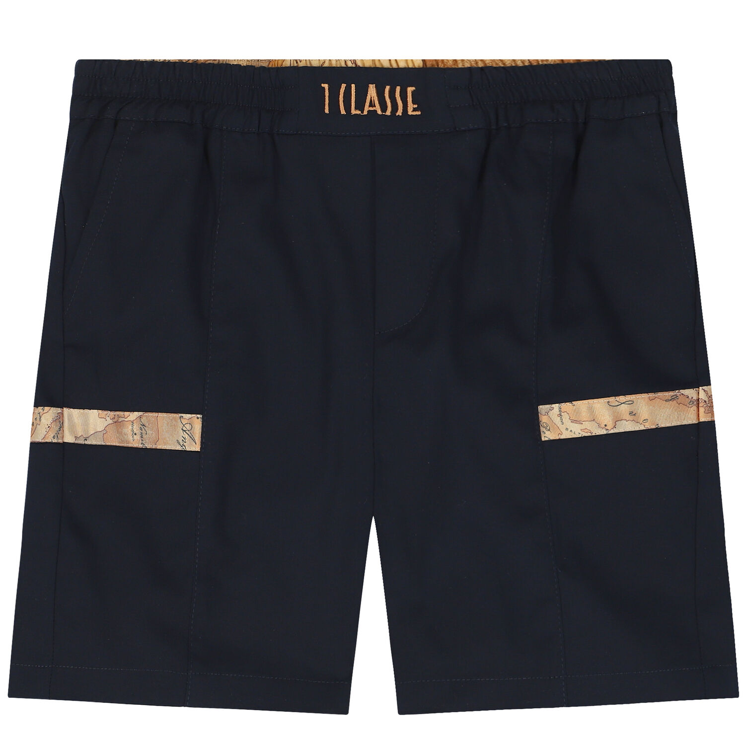 Boys Navy Blue Logo Shorts, 1, hi-res