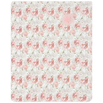 Baby Girls White Floral Blanket