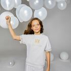 تي شيرت بنات بالشعار باللون العاجي, 1, hi-res