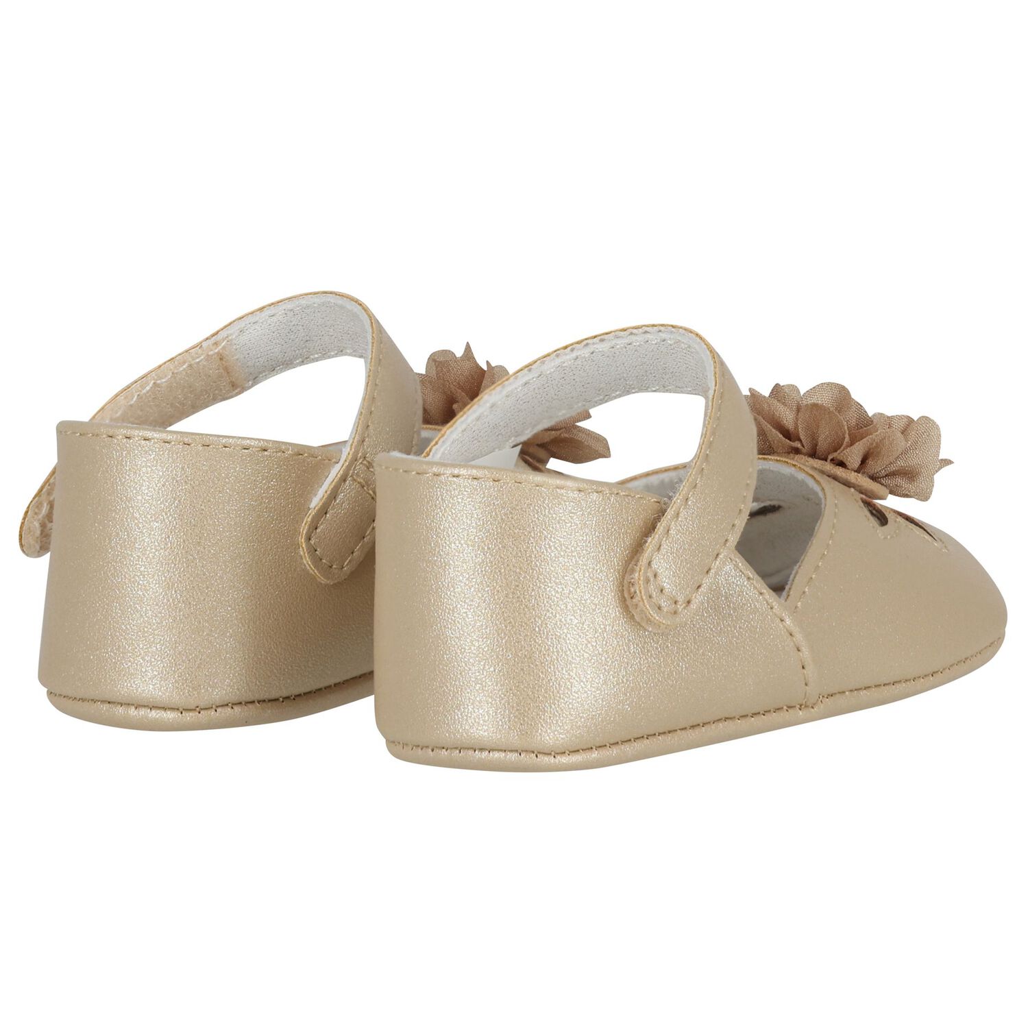 Baby Girls Beige Flower Pre Walker Shoes, 4, hi-res