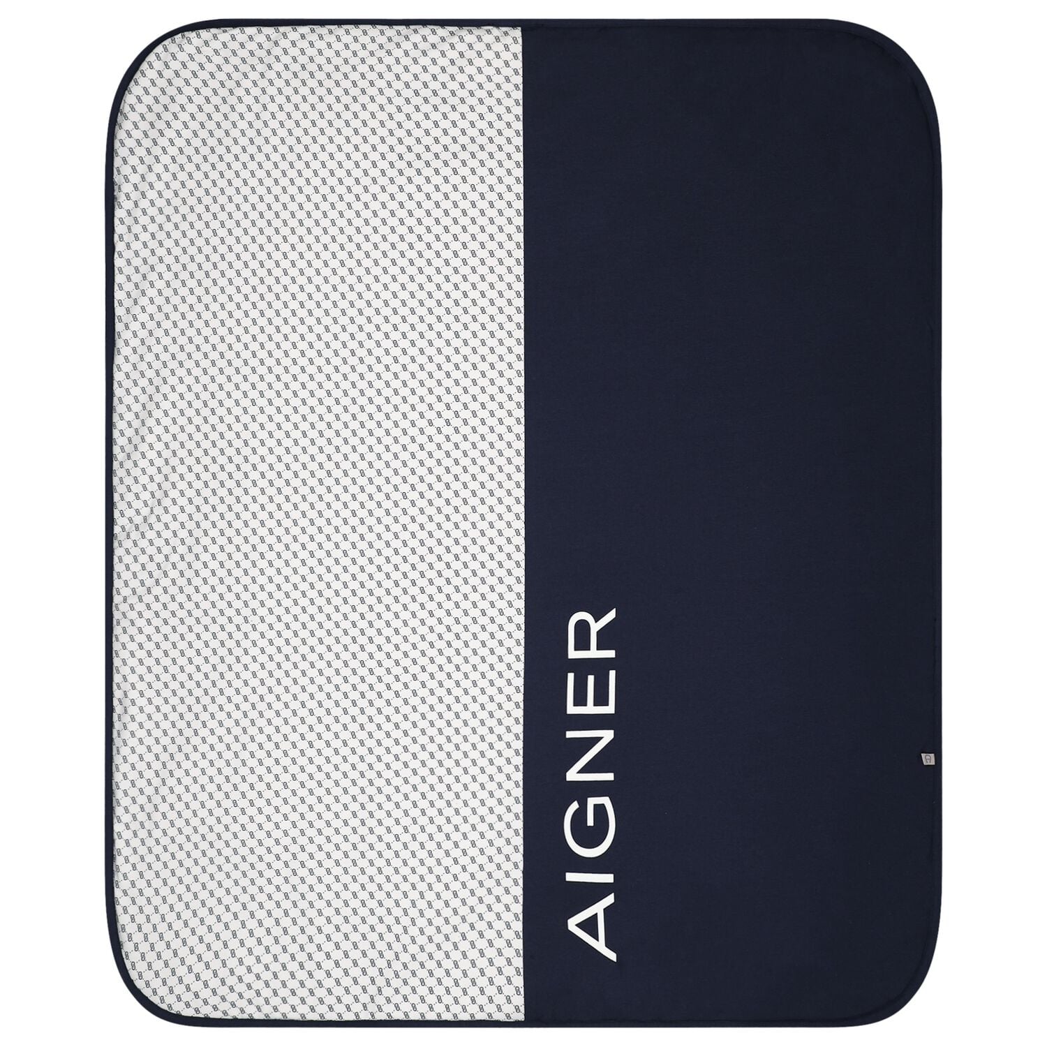Baby Boys White & Navy Blue Logo Blanket, 2, hi-res