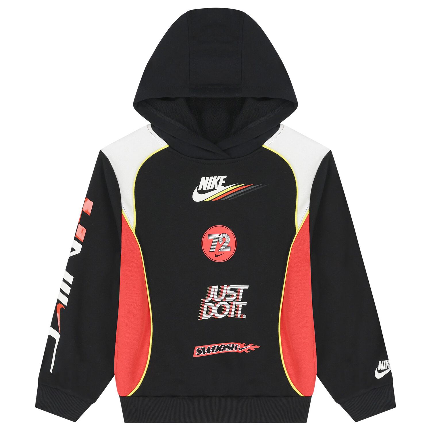 Boys Black & Red Logo Hooded Top, 2, hi-res