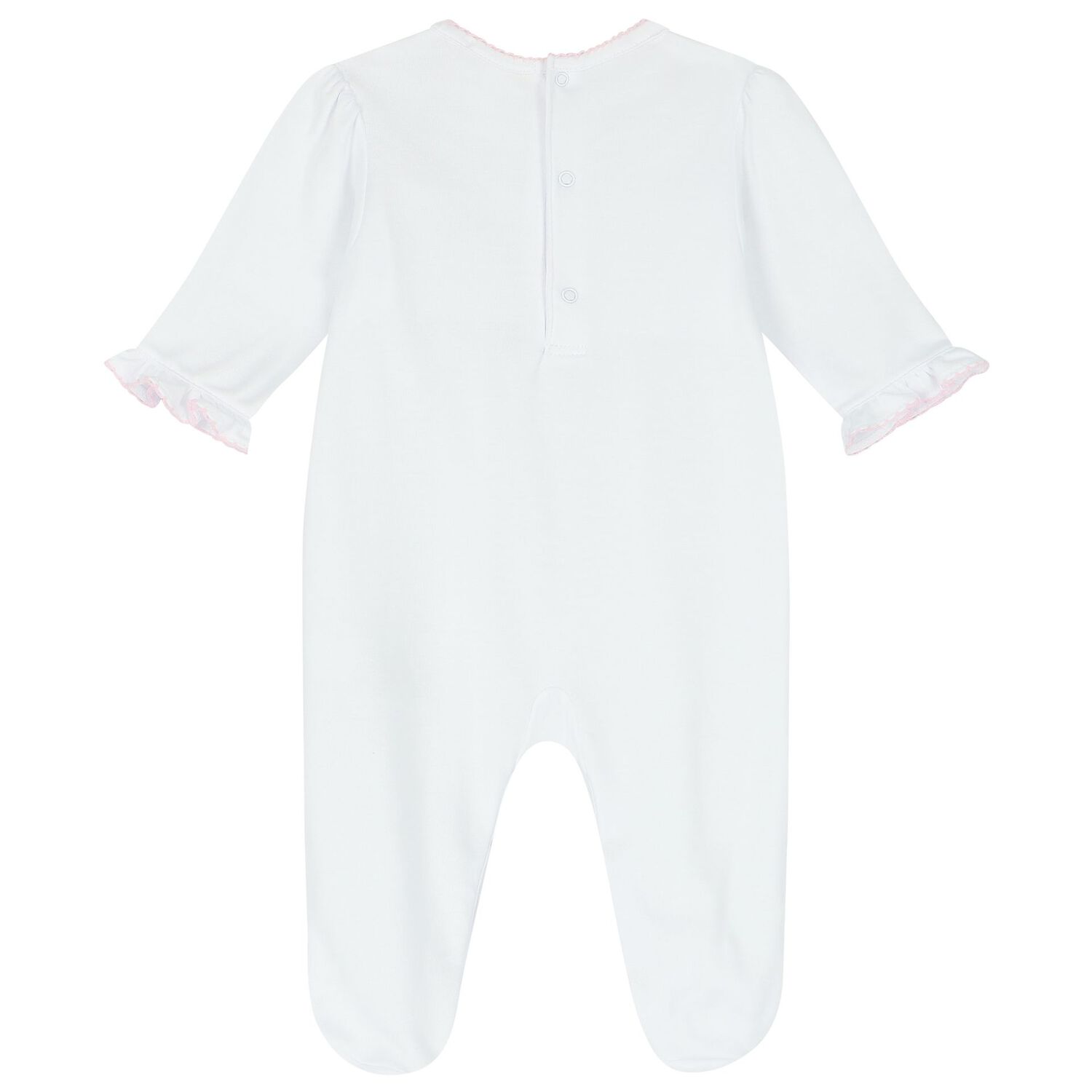 Baby Girls White Smocked Babygrow, 1, hi-res image number null