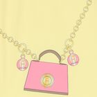 تيشيرت بنات بطبعة حقيبة بالشعار باللون الأصفر, 1, hi-res