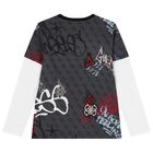 بلوزة للأولاد بأكمام طويلة بالشعار باالون الرمادي و الابيض, 1, hi-res