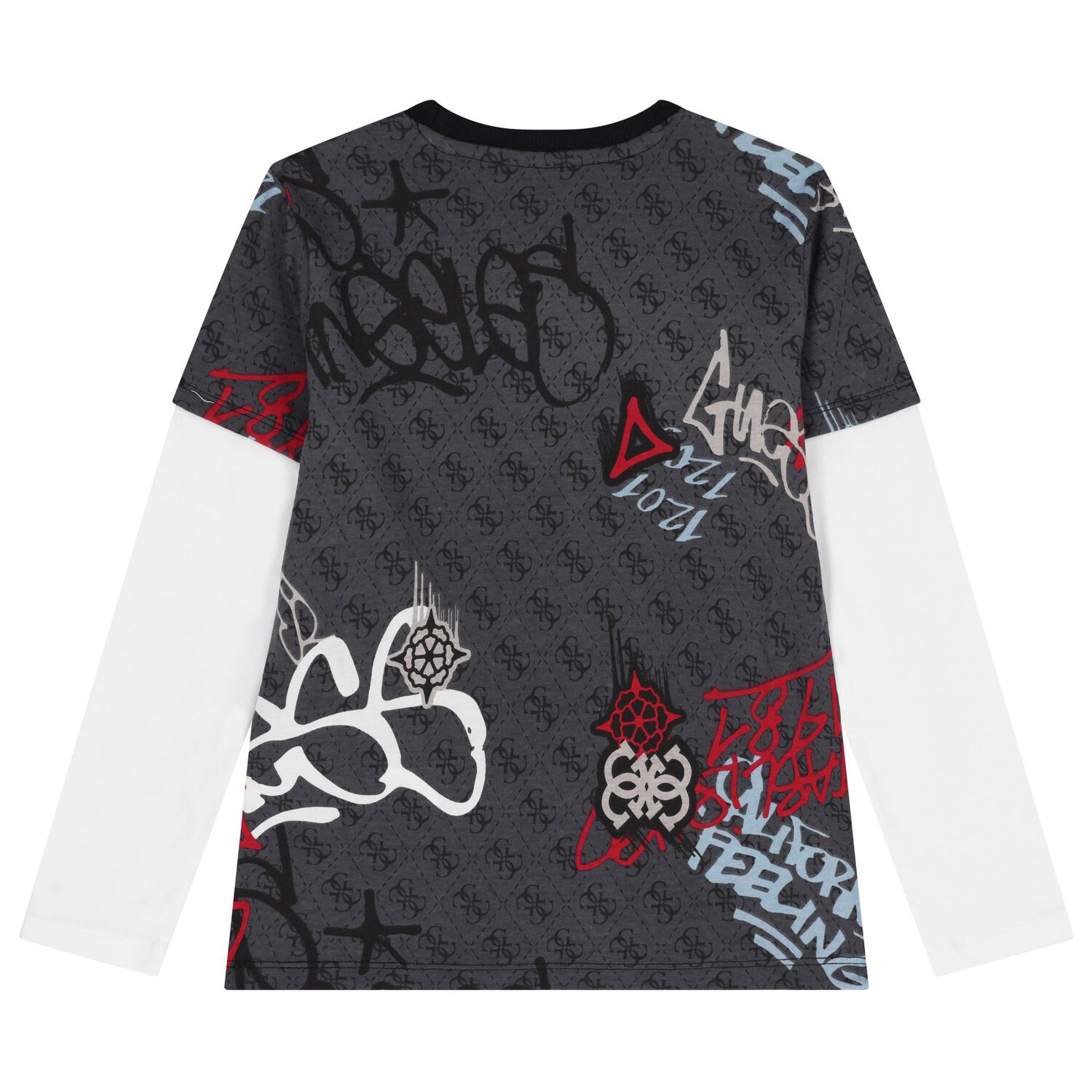 بلوزة للأولاد بأكمام طويلة بالشعار باالون الرمادي و الابيض, 1, hi-res