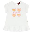 Younger Girls White Logo T-Shirt, 1, hi-res