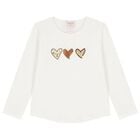 Girls Ivory Heart Long Sleeve Top, 1, hi-res