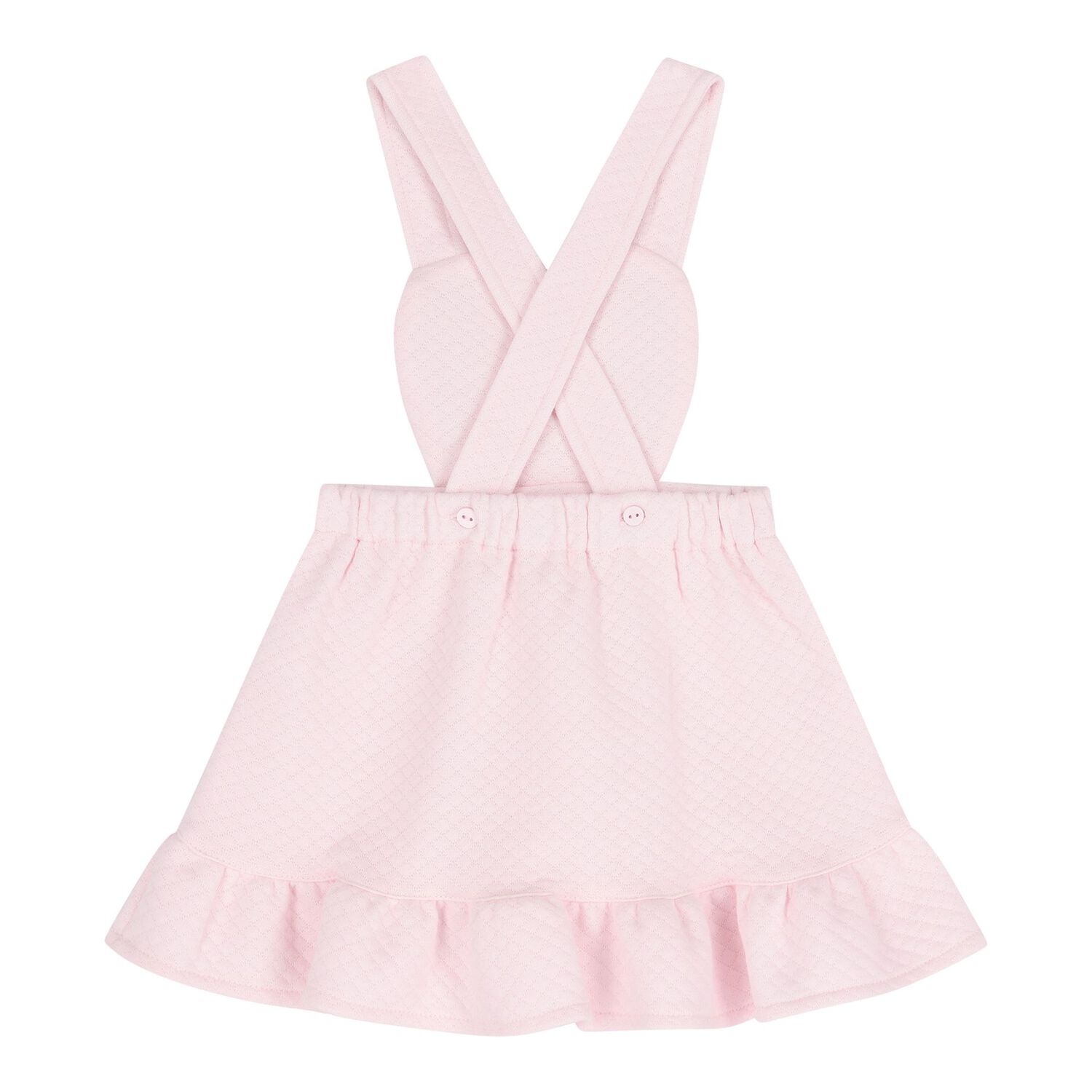 Baby Girls Pink & White Dungaree Set, 1, hi-res