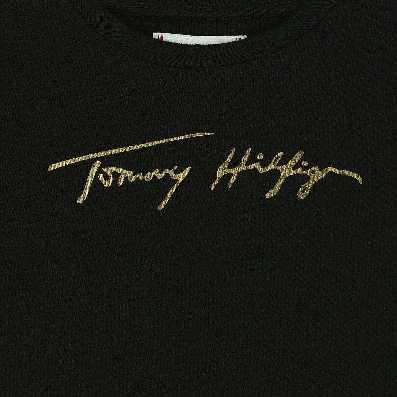 تيشيرت بالشعار باللون الاسود للبنات, 3, hi-res