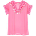 Girls Pink Chiffon Sequin Kaftan, 1, hi-res
