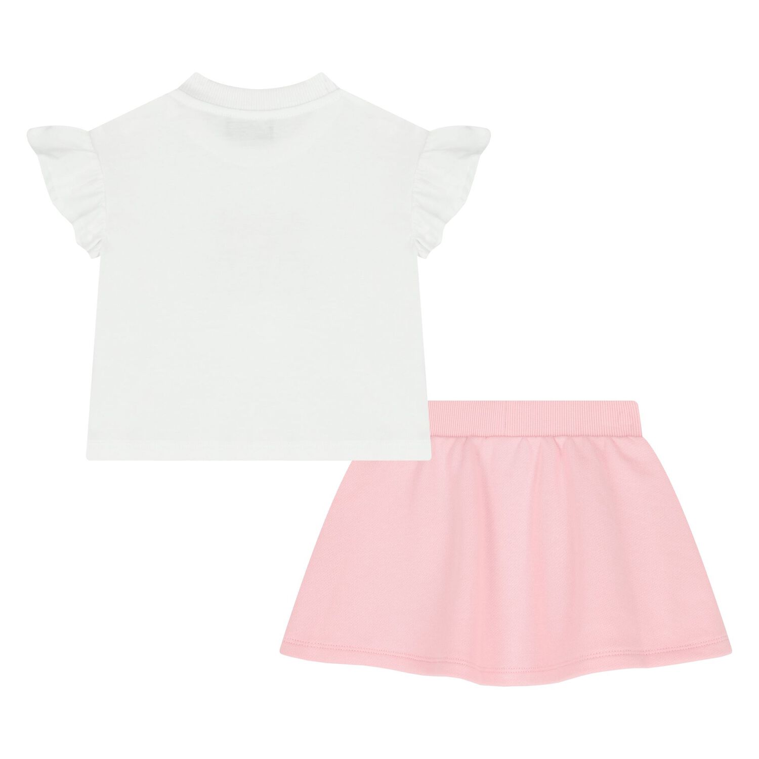 Younger Girls White & Pink Teddy Bear Logo Skirt Set, 1, hi-res