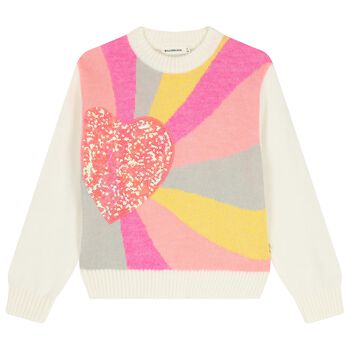 Girls Multi-Coloured Heart Knitted Sweatshirt