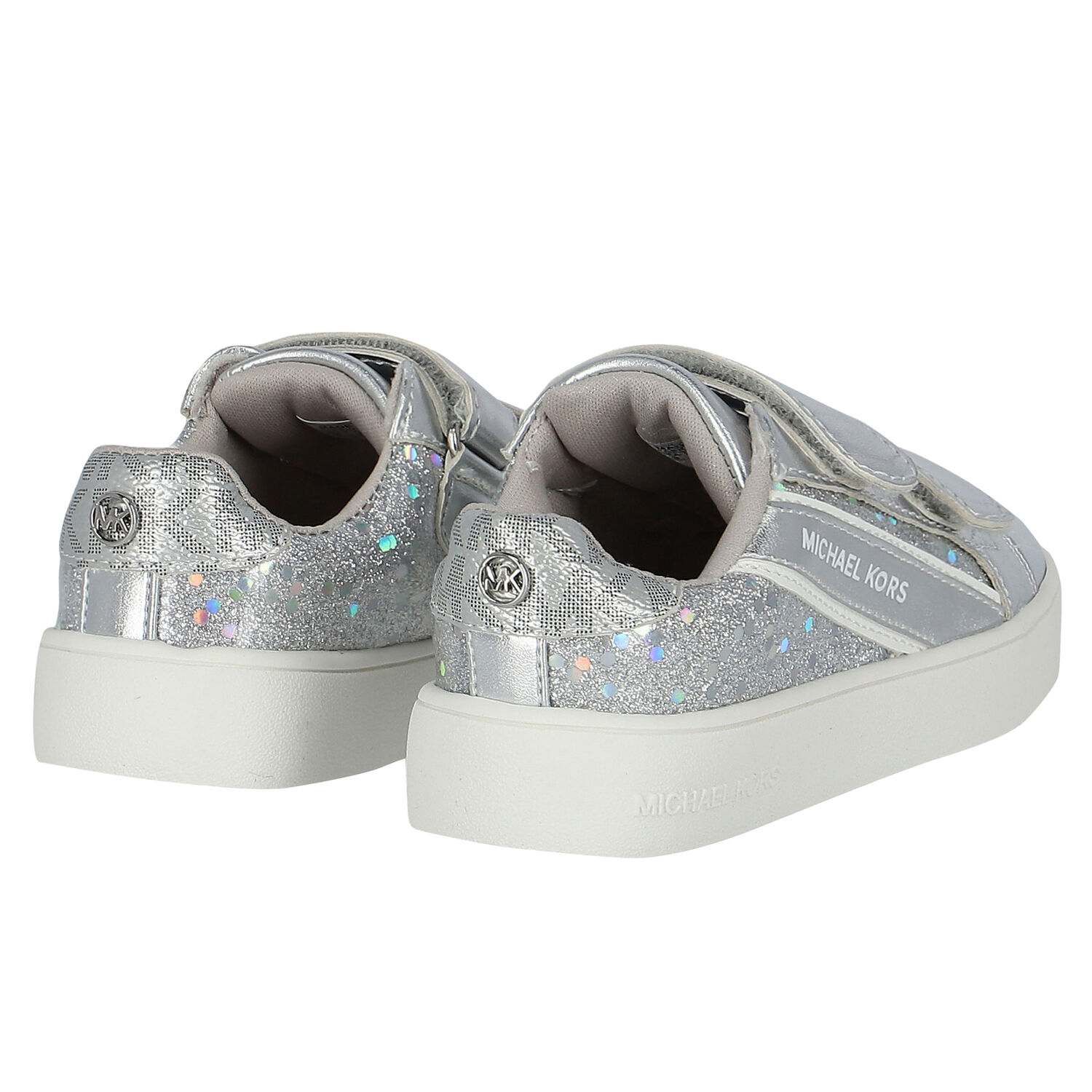 Girls Silver Logo Trainers, 1, hi-res