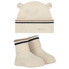Beige Hat & Bootie Logo Baby Gift Set, 1, hi-res
