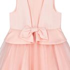 Girls Pink Bow Satin Dress, 1, hi-res
