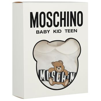 White Teddy Bear Logo Baby Romper