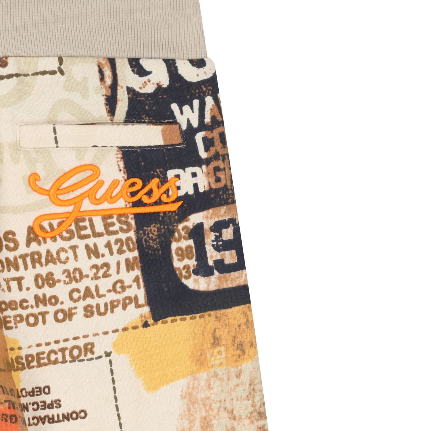 Boys Beige Logo Shorts, 1, hi-res