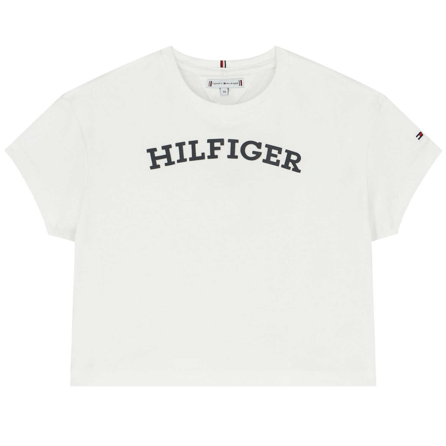 تيشيرت بنات بالشعار باللون الابيض, 1, hi-res