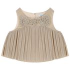 Girls Gold Pleated Skirt Set, 1, hi-res
