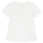 Girls White Embellished Logo T-Shirt, 1, hi-res