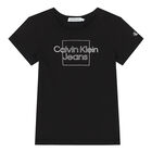 تيشيرت بالشعار باللون الأسود للبنات, 2, hi-res