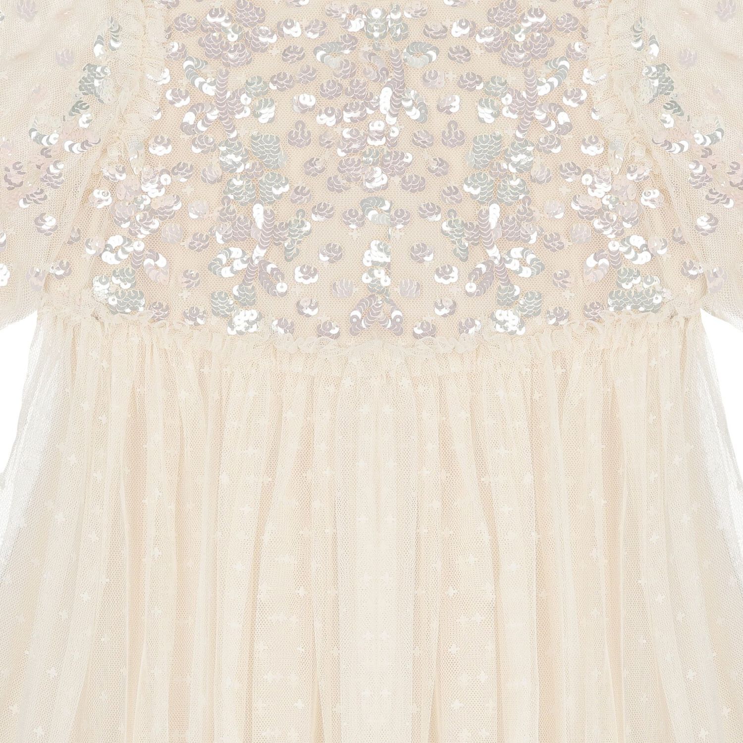 Girls Ivory Sequin & Tulle Dress, 1, hi-res
